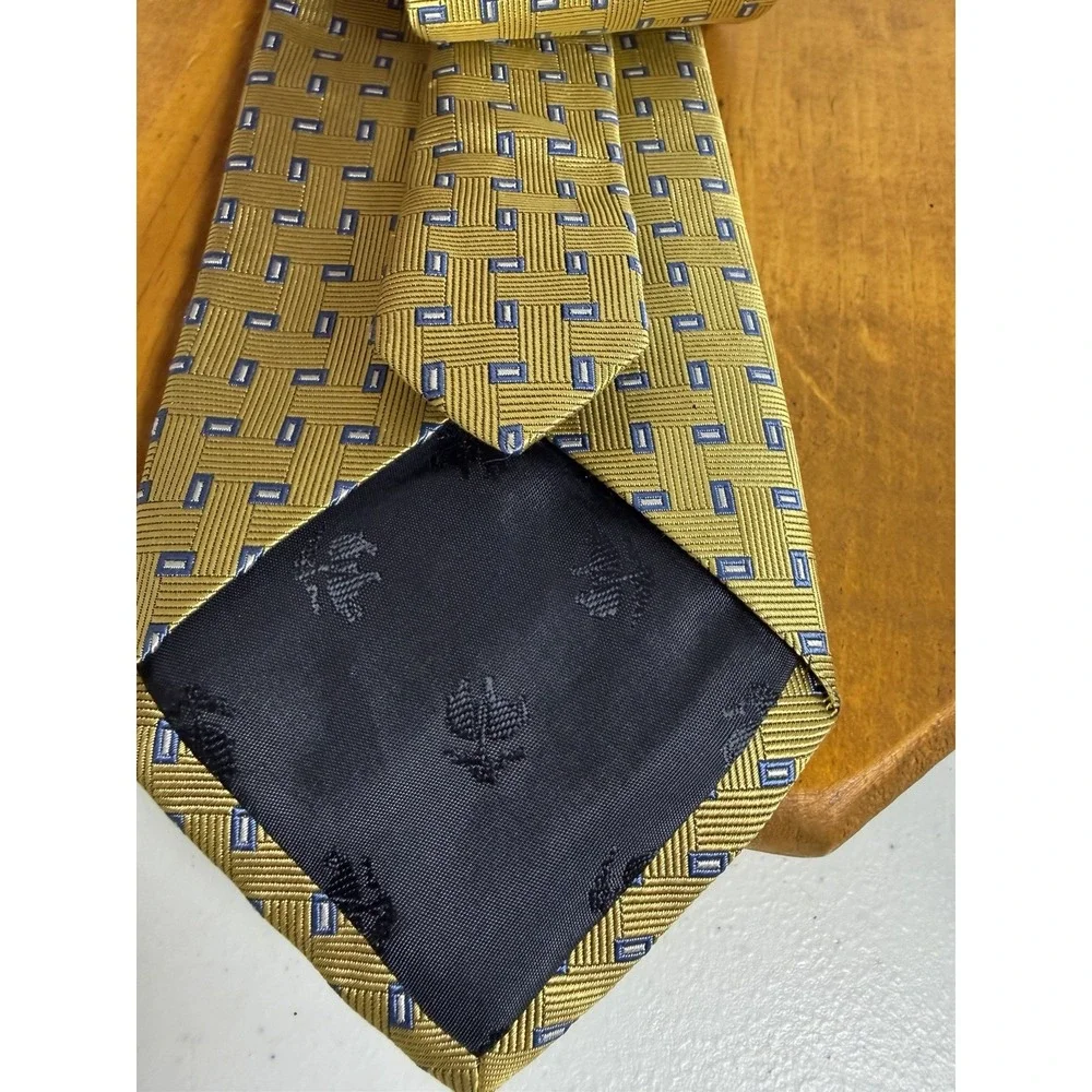 Brooks Brothers 346 Silk Tie Gold Blue‎ Geometric 60